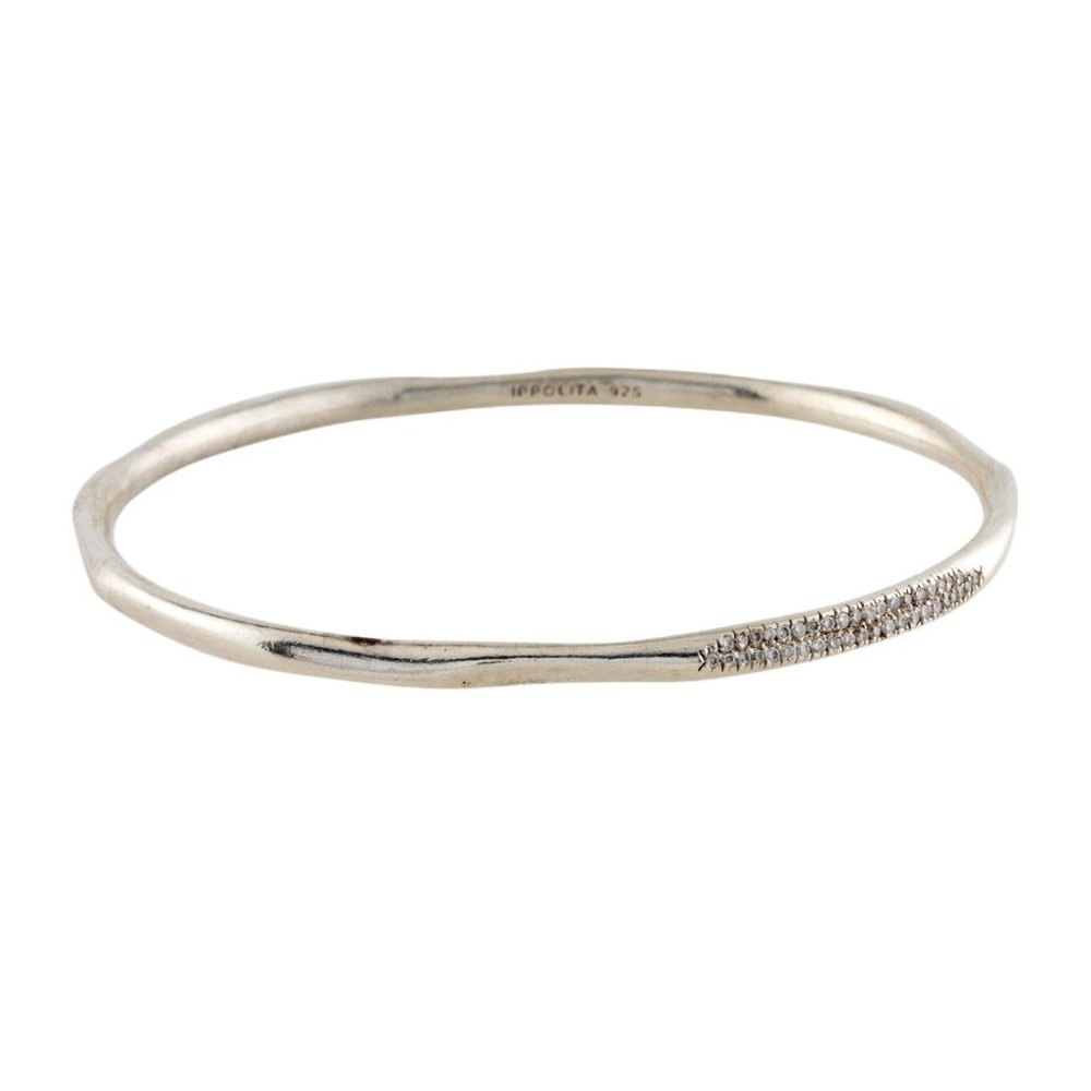 IPPOLITA DIAMOND & STERLING SILVER 925 SQUIGGLE BANGLE BRACELET